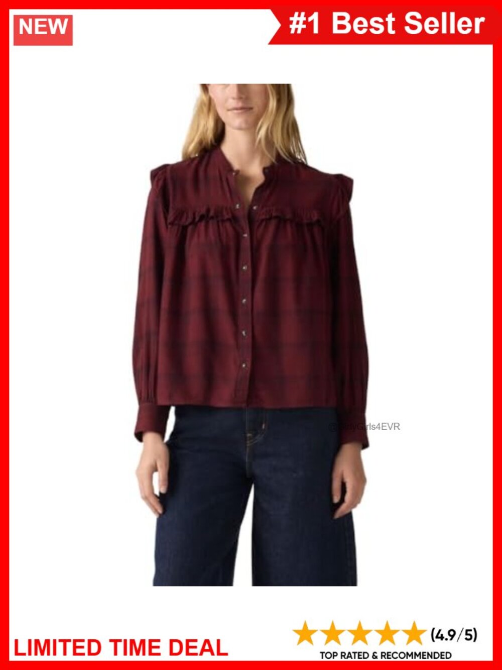 Levi's Gianna Long Sleeve Button Down Blouse Plaid Flannel Shirt Top